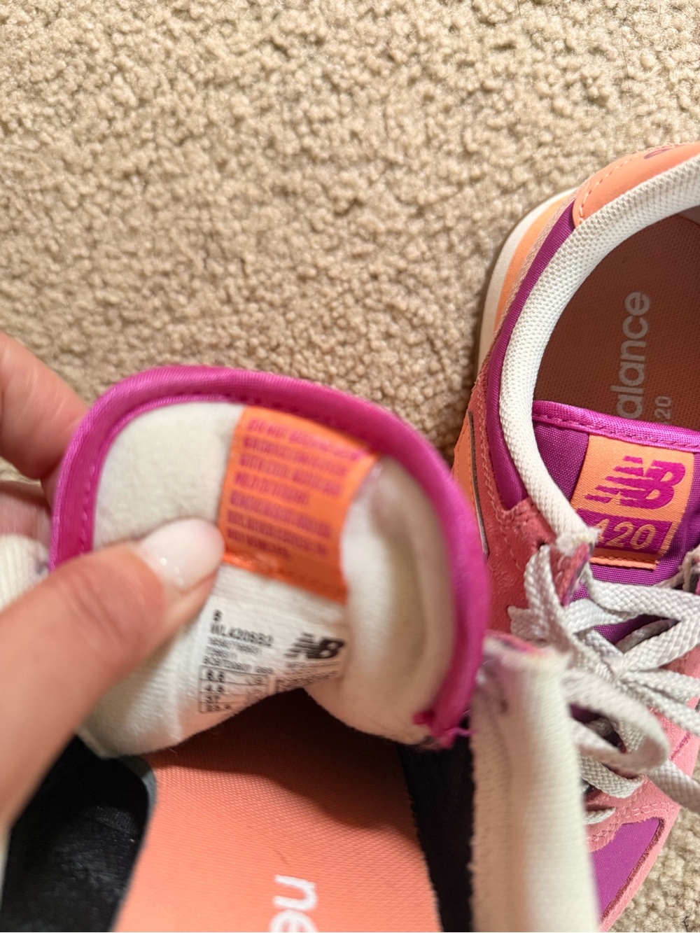 New Balance Colorblock Pink, Purple & Peach 420 Sneakers - Picture 3 of 6